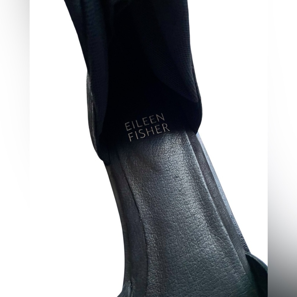 Eileen Fisher Nubuck Leather Zip Back Sign Flats Sandals - Picture 3 of 5